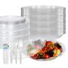 64oz Salad Bowls To-Go with Lids and Cutlery (150 Count) - Clear Plastic Disposable Salad Containers | Lunch, Salads, Fruits, Leak Proof, Airtight, Fresh, Meal Prep, Fork, | Rose Bowl Container view 1