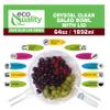 64oz Salad Bowls To-Go with Lids and Cutlery (150 Count) - Clear Plastic Disposable Salad Containers | Lunch, Salads, Fruits, Leak Proof, Airtight, Fresh, Meal Prep, Fork, | Rose Bowl Container view 2