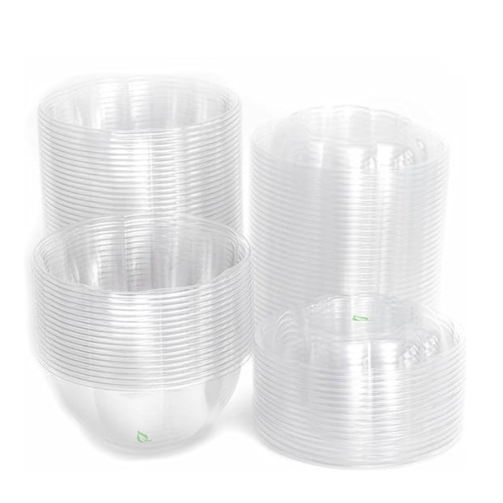 28oz Salad Bowls To-Go with Lids and Cutlery (50 Count) - Clear Plastic Disposable Salad Containers | Lunch, Salads, Fruits, Leak Proof, Airtight, Fresh, Meal Prep, Fork, | Rose Bowl Container (28oz)