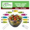 48oz Salad Bowls To-Go with Lids and Cutlery (100 Count) - Clear Plastic Disposable Salad Containers | Lunch, Salads, Fruits, Leak Proof, Airtight, Fresh, Meal Prep, Fork, | Rose Bowl Container (48oz) view 2