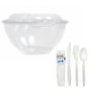 28oz Salad Bowls To-Go with Lids and Cutlery (100 Count) - Clear Plastic Disposable Salad Containers | Lunch, Salads, Fruits, Leak Proof, Airtight, Fresh, Meal Prep, Fork, | Rose Bowl Container (28oz) view 1
