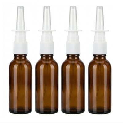4PCS 10ML/0.34 Ounce Empty Brown Glass Spray Nasal Bottle Container