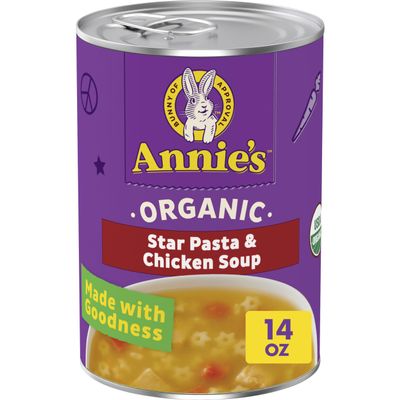 Annies Organic Star Pasta and Chicken Canned Soup, Ready To Serve, 14 oz