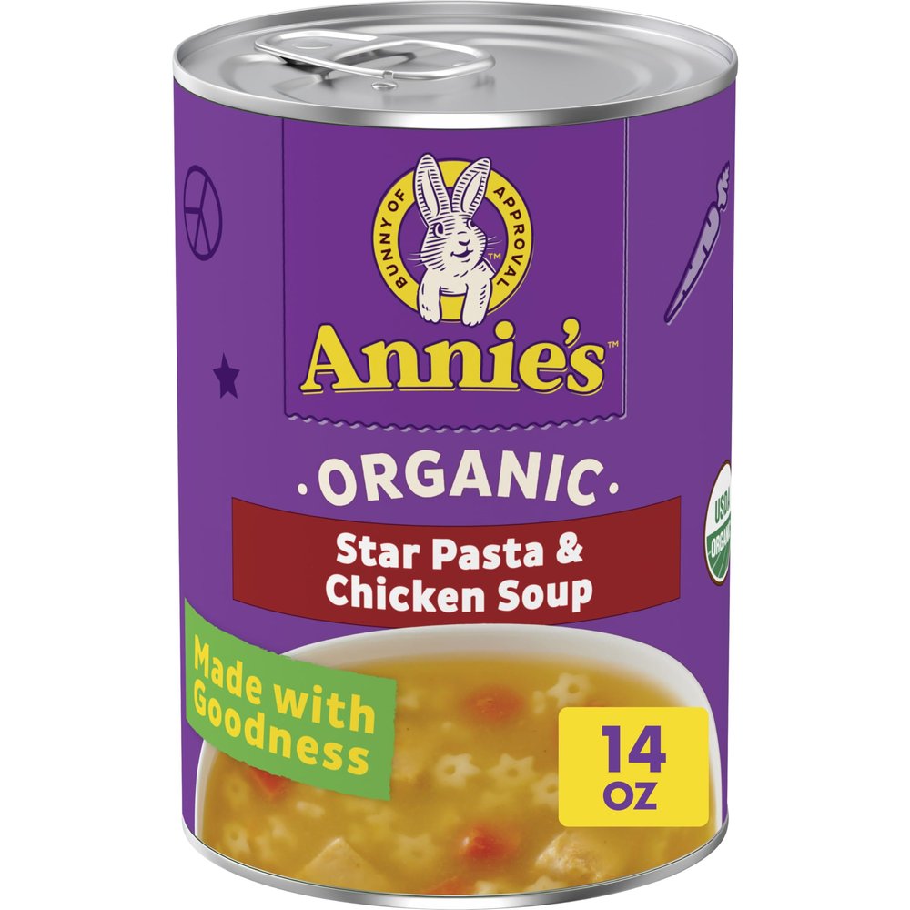 Annies Organic Star Pasta and Chicken Canned Soup, Ready To Serve, 14 oz