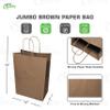 EcoQuality - 18x7x19 inches - 150pcs - X-Large Brown Kraft Paper Bags with Handles, Shopping, Gift Bags, Party, Merchandise, Lunch Bags, Grocery Bags view 3