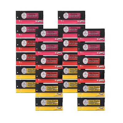 Aufschnitt Beef Bars - High Protein Snack with Grass Fed Beef - Kosher, and Keto Friendly - Variety Pack, 24 Count
