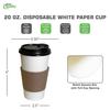 150 Pack - 20 oz Disposable White Paper Coffee Cups with Black Dome Lids and Protective Corrugated Cup Sleeves - Perfect Disposable Travel Mug for Home, Office, Coffee Shop, Travel, Tea view 3