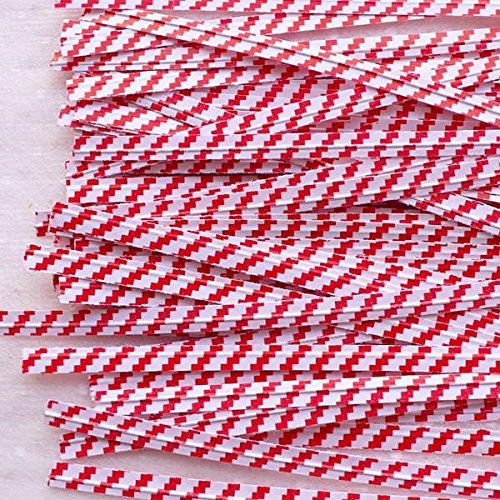 2000 Twist Ties 7" Length Plastic Coated Paper No Rip Cellophane Assorted Colors (Red & White)
