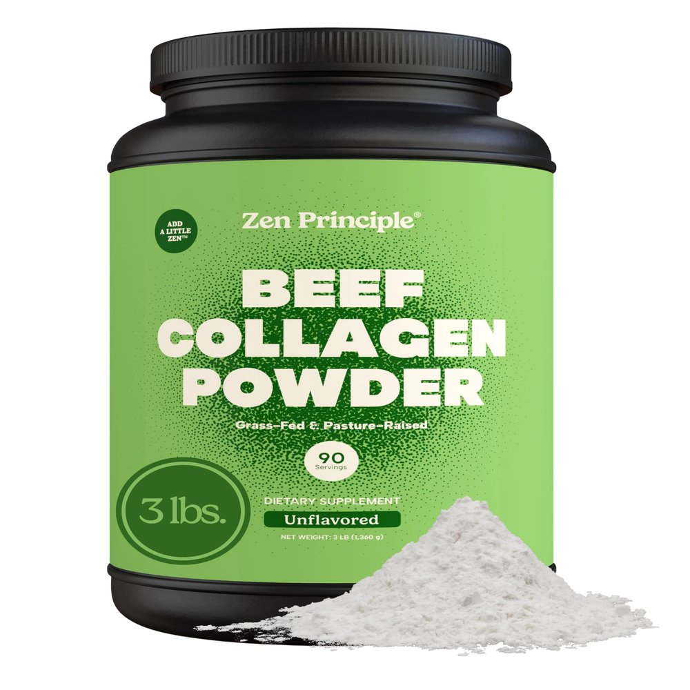 Zen Principle Grass-Fed Agglomerated Hydrolyzed Collagen Peptides 3 lb. Anti-Aging Protein Powder for Healthy Hair, Skin & Joints. Paleo and Keto Friendly, GMO and Gluten Free, Pasture-Raised Bovine.