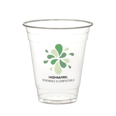 Highmark ECO Compostable Plastic Cups, 12 Oz, Clear, Pack Of 50
