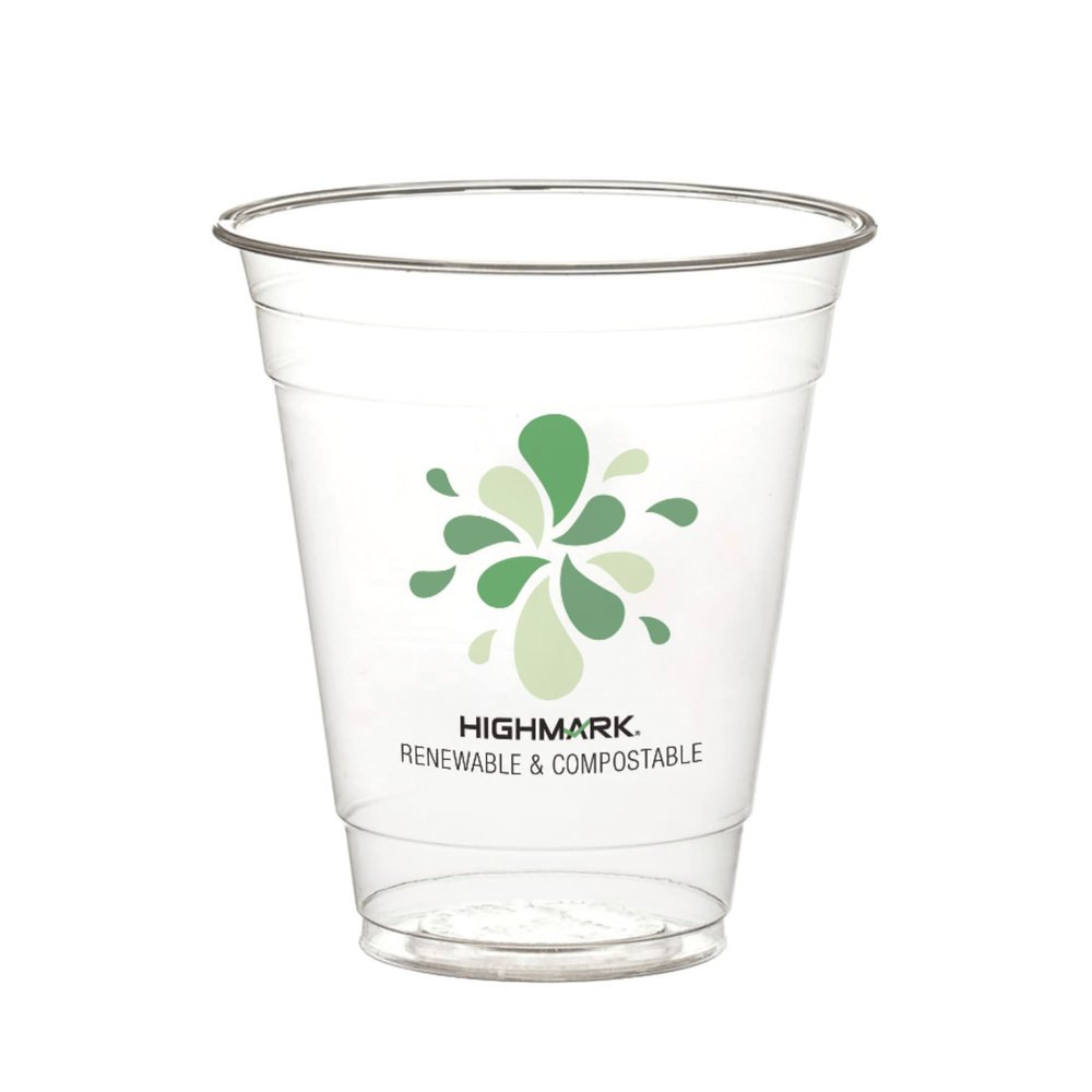 Highmark ECO Compostable Plastic Cups, 12 Oz, Clear, Pack Of 50