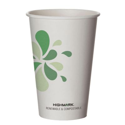 Highmark Renewable Hot Drink Cups, 16 Oz, White/Green/Black, Pack Of 50