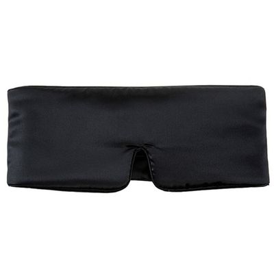 100% Pure Silk Sleep Eye Mask Thicker Eyeshade Large Size Eye Cover Protect Ear Soft Blindfold for All Night Sleep Travel Relax Aid (Black)