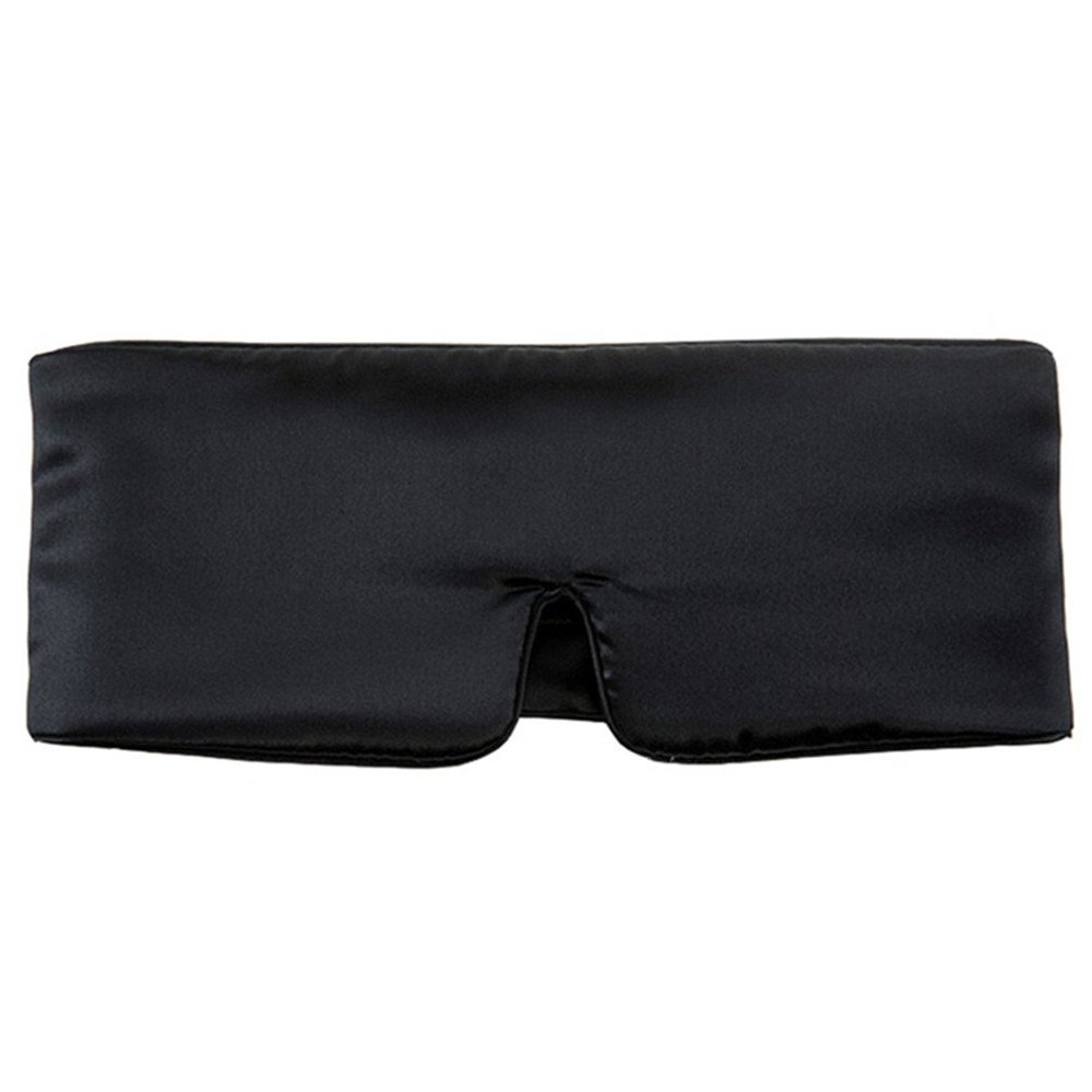 100% Pure Silk Sleep Eye Mask Thicker Eyeshade Large Size Eye Cover Protect Ear Soft Blindfold for All Night Sleep Travel Relax Aid (Black)