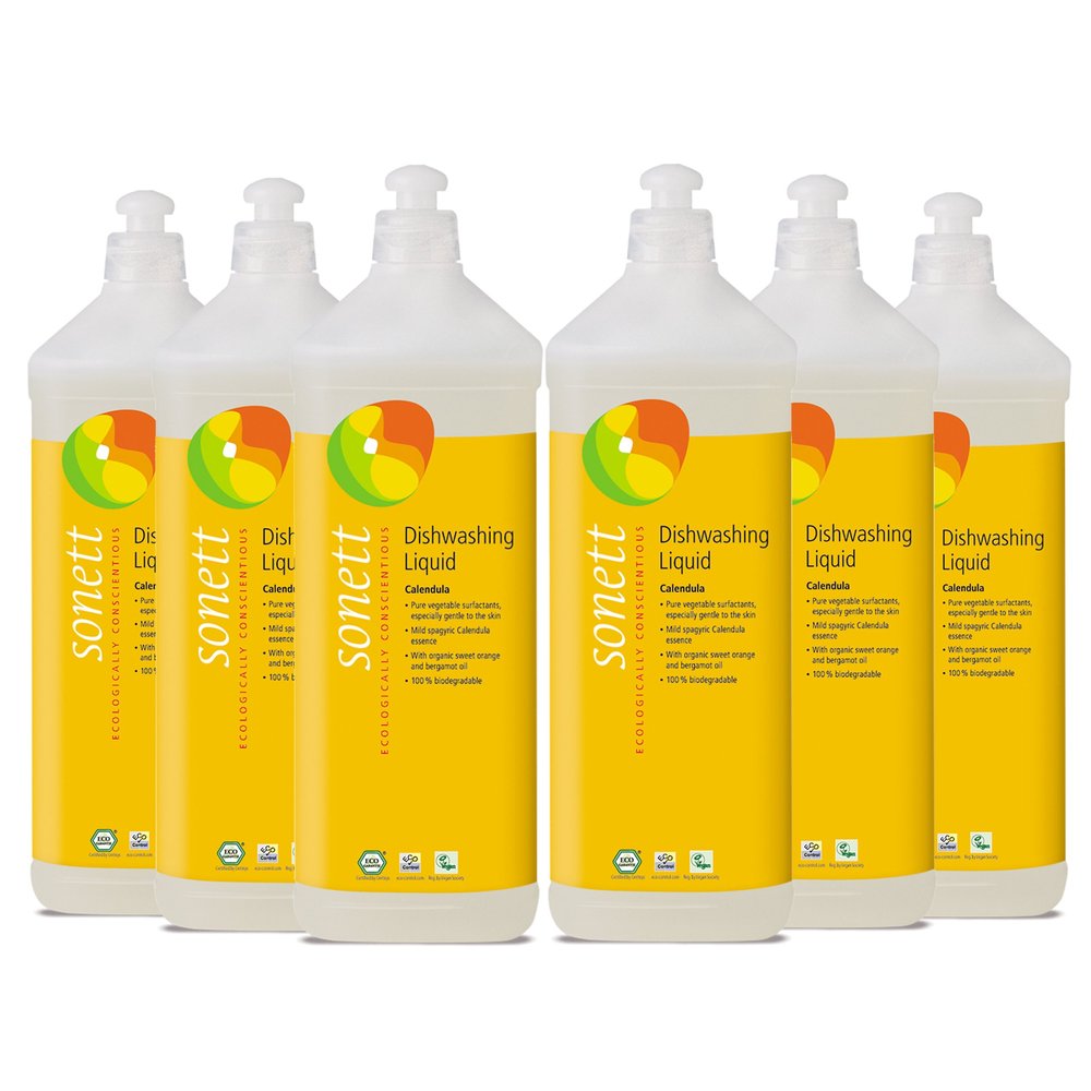 Sonett Organic Dishwashing Liquid Calendula, 33.8-Ounce Bottles (Pack of 6)