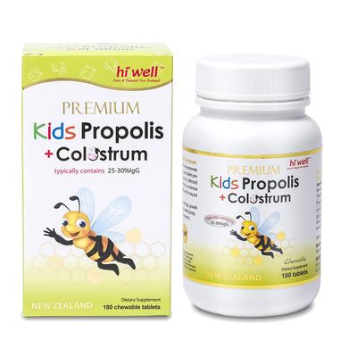 Hi Well Premium Kids Propolis + Grass-Fed Colostrum 180Tablets