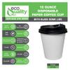 EcoQuality 10oz White Paper Coffee Cups with Black Lids - (250 Count) Disposable Paper Coffee Cups - Hot Drink, Tea, Coffee, Cappuccino, Hot Chocolate, Chai, Chai Latte, Office,Travel view 2