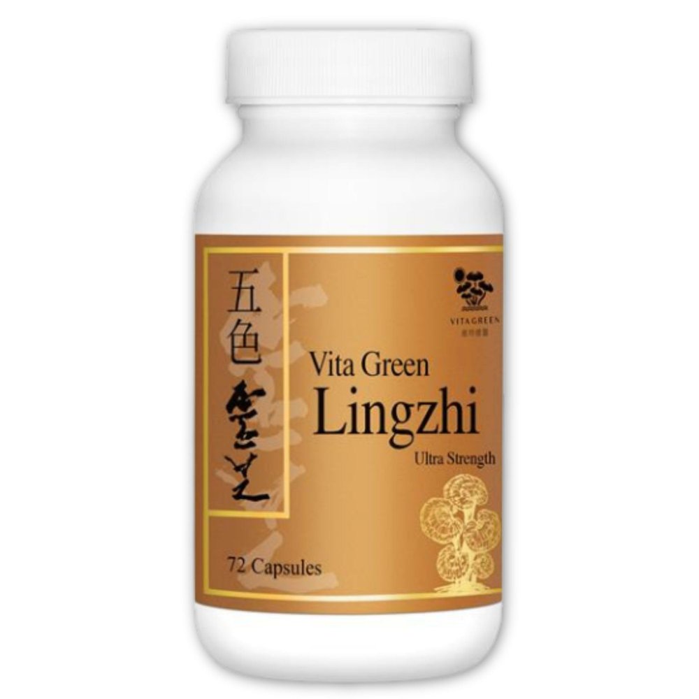 Vita Green Lingzhi Mushroom Supplement () Pure Reishi with Natural Antioxidants for Wellness, Energy, and Immune Support for Men & Women 72 Capsules