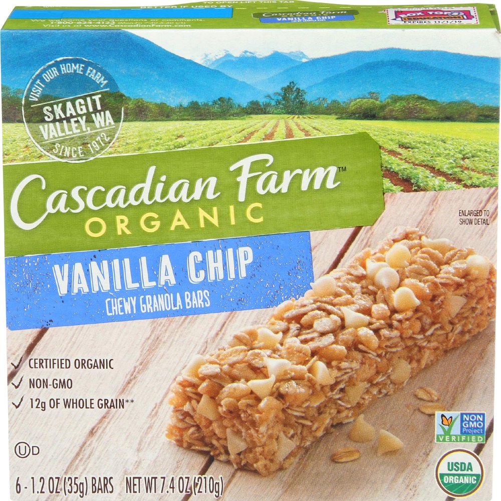 Cascadian Farm, Bar Granola Vanilla Chip Organic, 1.2 Ounce, 6 Pack