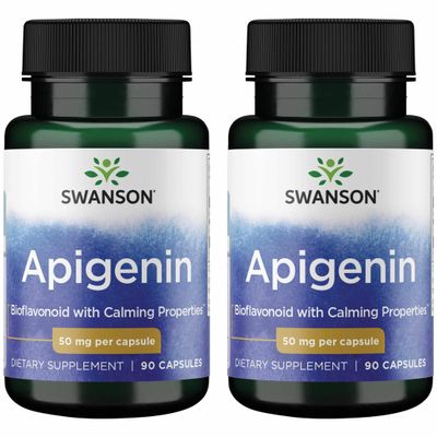 Swanson Apigenin Supplement, 50 mg, 90 Capsules Supports Sleep, Relaxation, Stress Relief & Mens Health (2 Pack)
