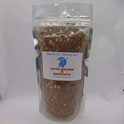 The Salad Bar Mix Seeds for Sprouting microgreens,10 Ounces,"COOL BEANS n SPROUTS" Brand, Broccoli, Alfalfa, Radish, Kale, Mustard, Arugula, Cress, Mung Bean, Garbanzo Bean