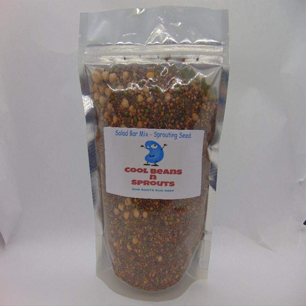 The Salad Bar Mix Seeds for Sprouting microgreens,10 Ounces,"COOL BEANS n SPROUTS" Brand, Broccoli, Alfalfa, Radish, Kale, Mustard, Arugula, Cress, Mung Bean, Garbanzo Bean