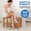 EcoDecors Teak Shower Bench with Large Storage Shelf 36", 300 lb Capacity  Waterproof Bathroom Seat with Non-Slip Feet, Elegant Natural Teak Finish, Ideal for Adults, Seniors, & Spa-Style Bathrooms view 3
