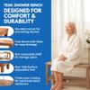 EcoDecors Teak Shower Bench with Large Storage Shelf 36", 300 lb Capacity  Waterproof Bathroom Seat with Non-Slip Feet, Elegant Natural Teak Finish, Ideal for Adults, Seniors, & Spa-Style Bathrooms view 4