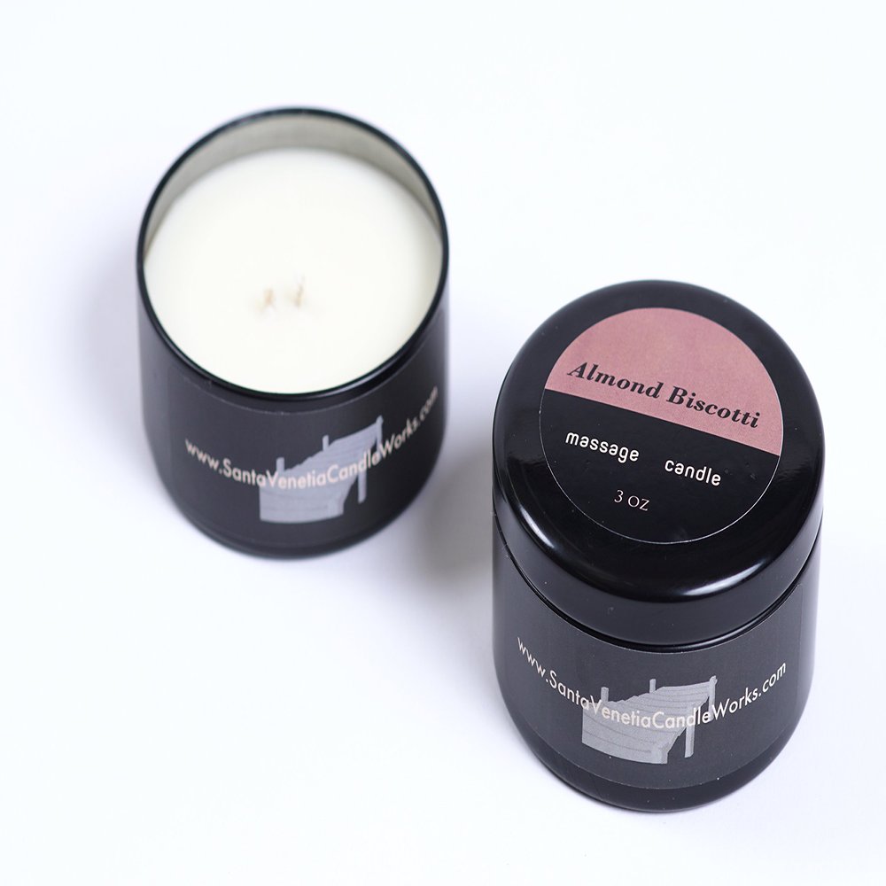 100% Natural - Hand Poured in the U.S. Pure Soy Massage Candle (Almond Biscotti)