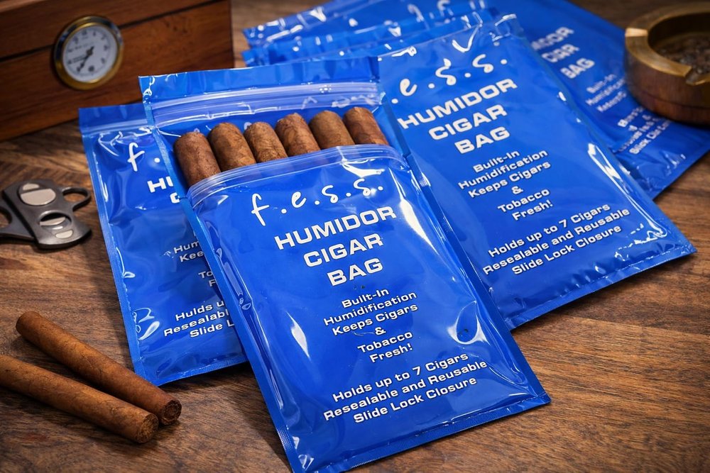 5 Pack FESS Products Travel Pouch Cigar Bag Ziplock Humidor Humidifier