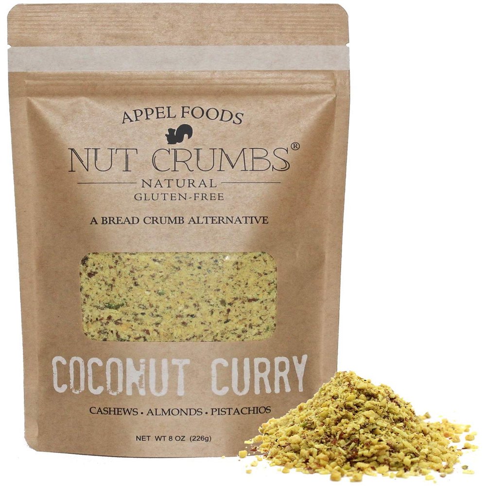 Appel Foods - Nut Crumbs - Bread Crumb Alternative - Gluten Free - Sugar Free - Low Carb - Low Sodium - Raw, Premium Nuts - Coconut Curry