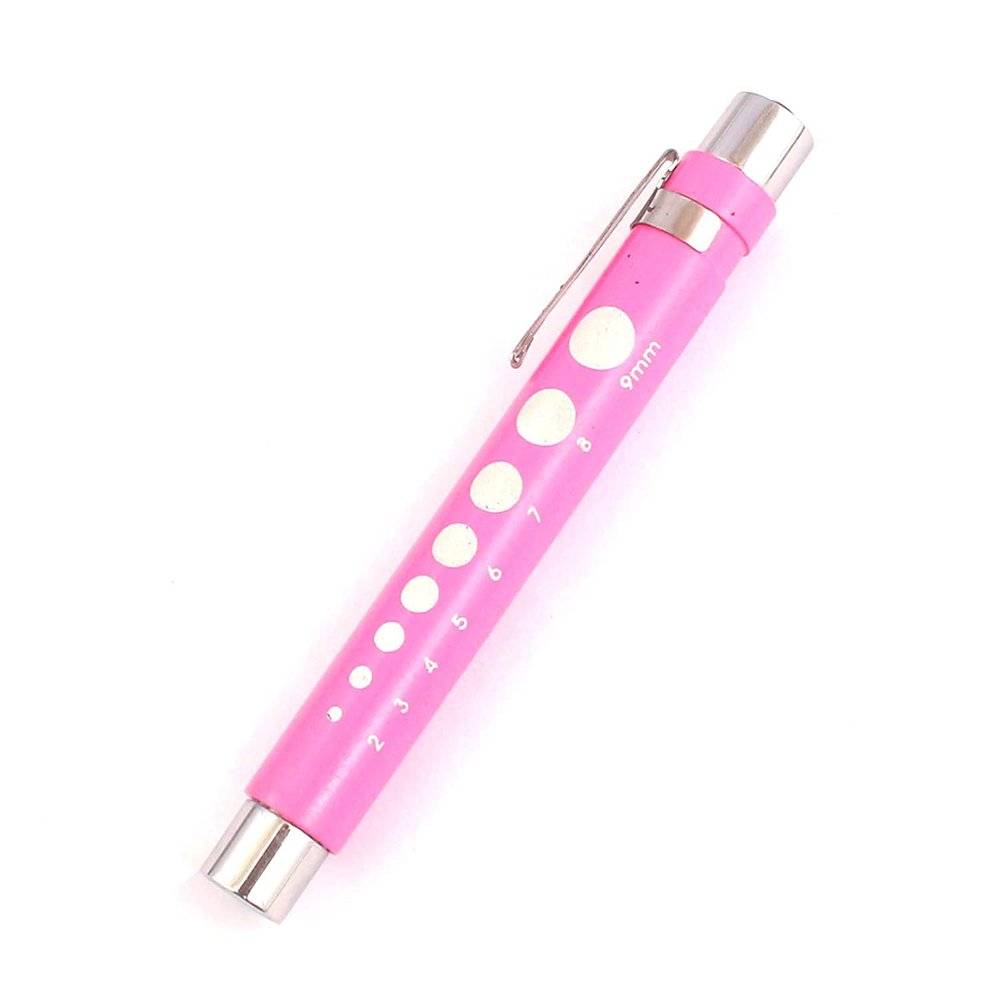 LAJA IMPORTS Reusable LED Diagnostic Penlight with Pupil Gauge for Nurses Doctors with Pocket Clip Pink Color