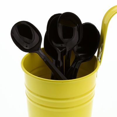 AmerCareRoyal Medium Weight Unwrapped Disposable Polystyrene Plastic Soup Spoons for Restaurants and Catering, Black, Pack of 1000