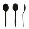 AmerCareRoyal Medium Weight Unwrapped Disposable Polystyrene Plastic Soup Spoons for Restaurants and Catering, Black, Pack of 1000 view 2