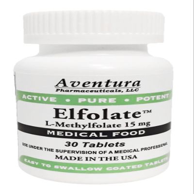 ELFOLATE 15mg L-Methylfolate Methyl Folate Methylfolate Medical Food Supplement Professional Strength Active Pure Potent 30 Tablets