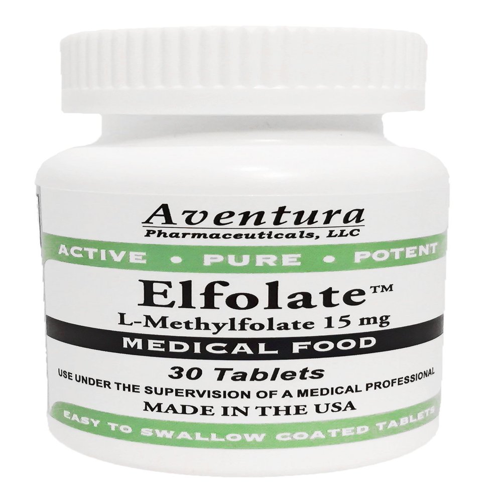 ELFOLATE 15mg L-Methylfolate Methyl Folate Methylfolate Medical Food Supplement Professional Strength Active Pure Potent 30 Tablets