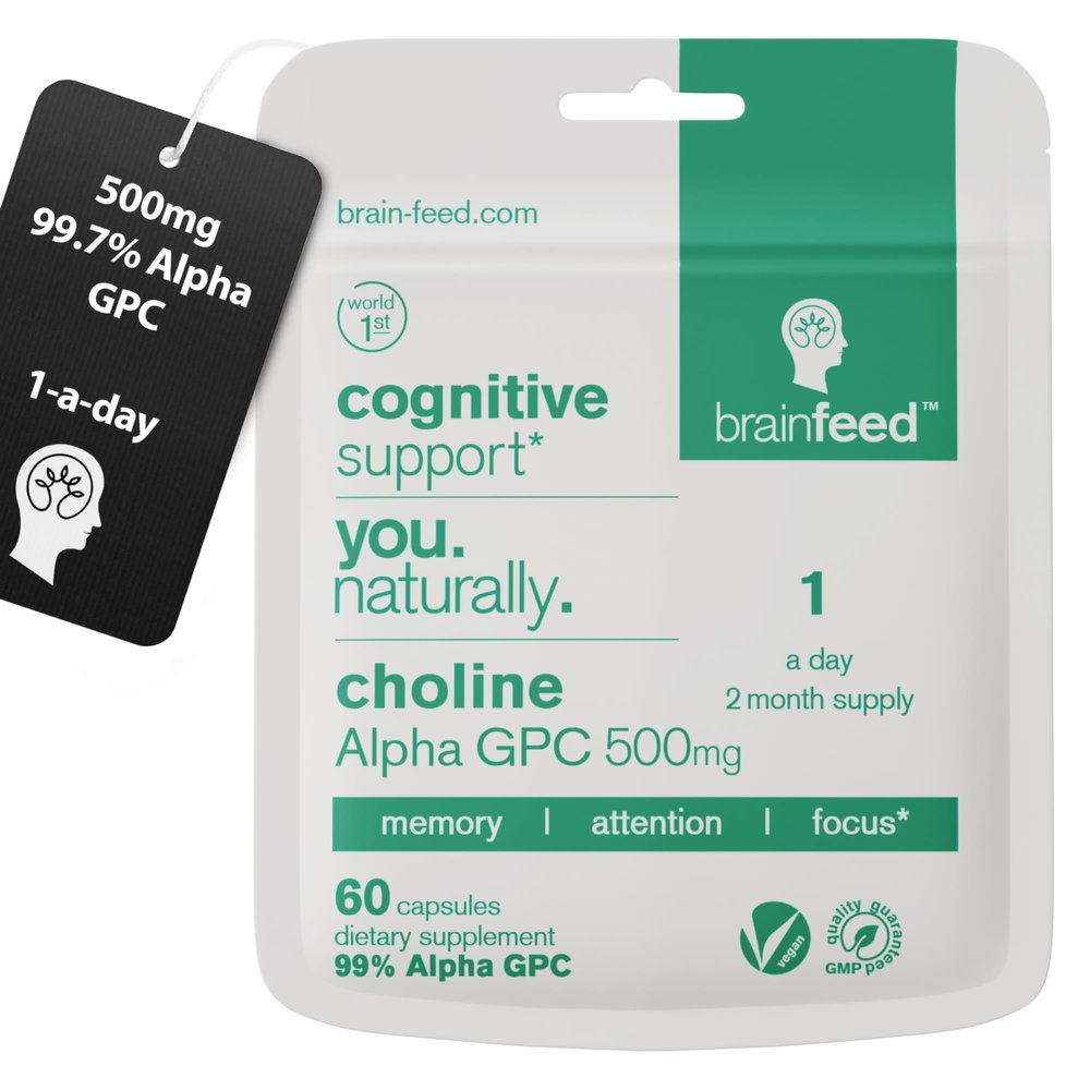 Acetylcholine Supplement | 99% Alpha GPC Capsules (60) | 1-a-Day | Memory, Focus Concentration Nootropic Brain Supplement | Acetylcholine Precursor | Alpha GPC Powder in Capsule | Lab-Tested