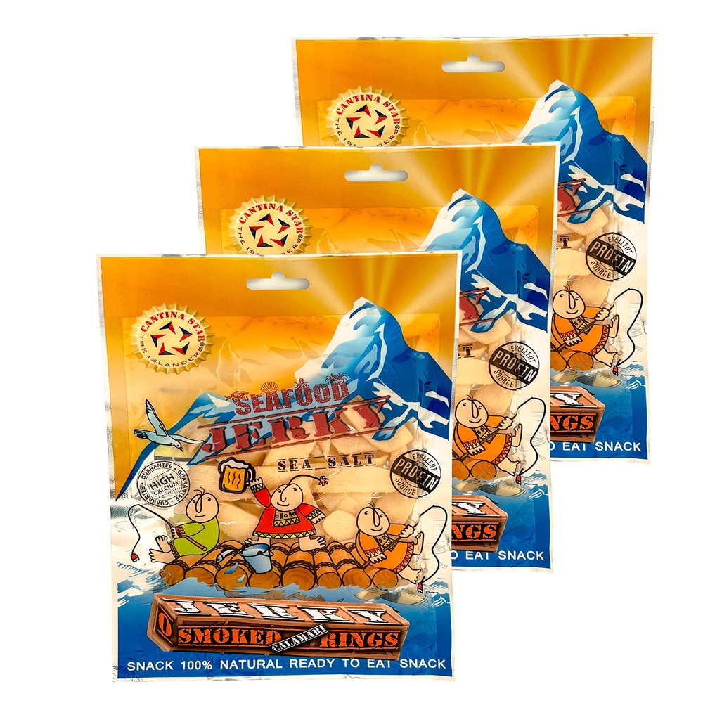 Cantina Star "Smoked Rings" Calamari Jerky, 80g, Pack of 3