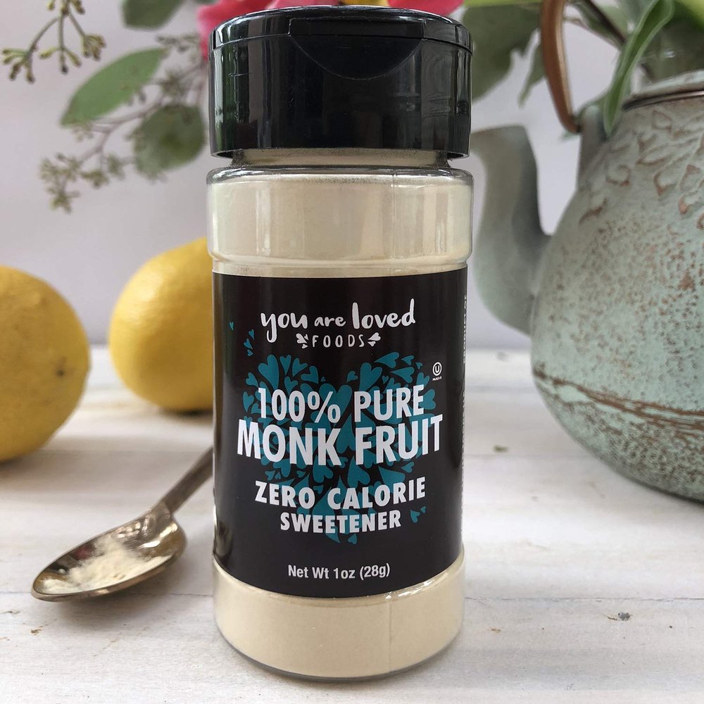 100% Pure Monk Fruit Zero Calorie Sweetener from You Are Loved Foods Natural Sugar Substitute Zero Calories Zero Carbs Keto Friendly Paleo Certified 2 oz Twin Pack