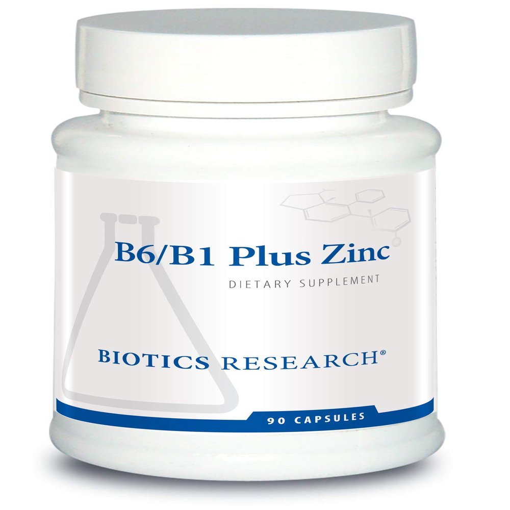 Biotics Research B6 B1 Plus Zinc Supplies Active Forms of B Vitamins, 5mg of Highly bioavailable Form of zinc, Aids in Activity of Over 300 Different zinc Dependent enzymes 90 Capsules