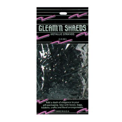 Club Pack of 12 Black Gleam 'N Shreds Decorative Metallic Strands 1.5 Oz