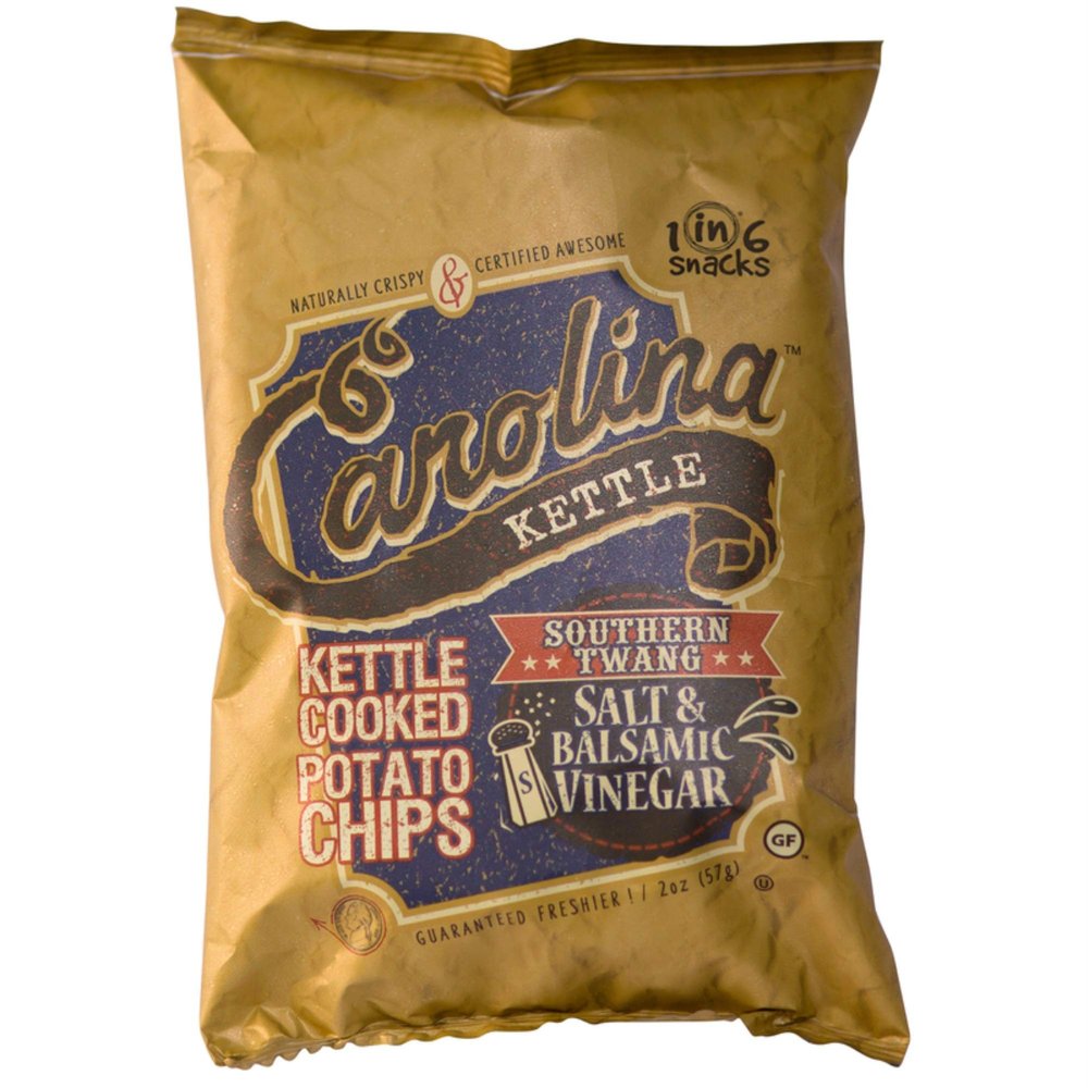 Carolina Kettle Kettle Cooked Potato Chips, Southern Twang Salt & Vinegar, Snack Size, 2 Oz