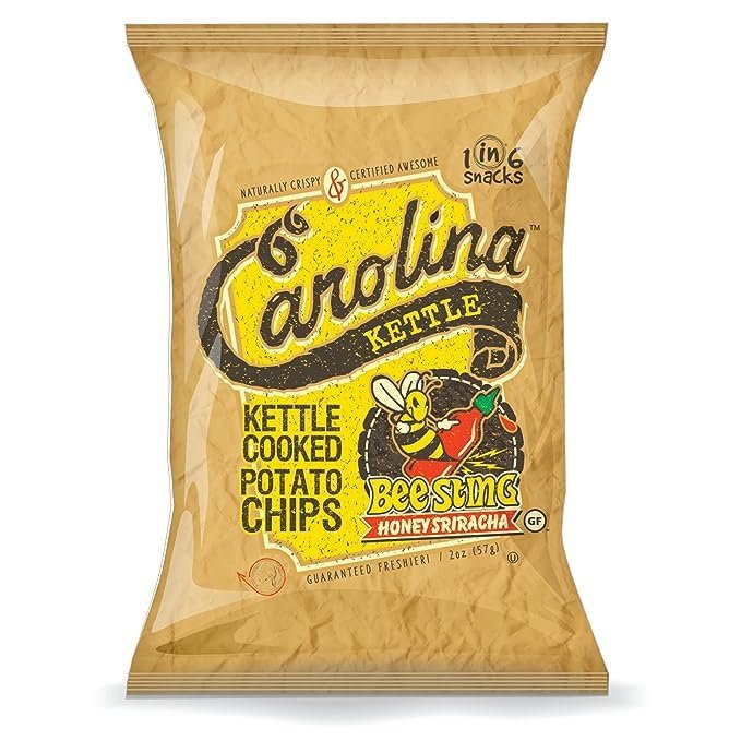Carolina Kettle Chips | Kettle Cooked Potato Chips | Kosher - Gluten Free Chips Fit For Healthy School Snacks | With Irresistible Crunch and Bold Flavor - Honey Sriracha (Case of 20 x 2 oz.)