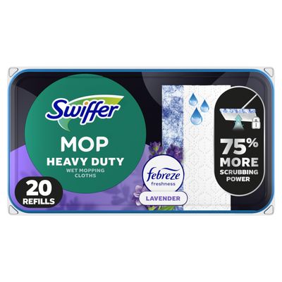 Swiffer Sweeper Heavy Duty Wet Mopping Cloths Multi Surface Refills, Lavender Scent, 20 count