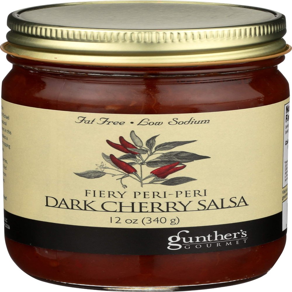 Gunther's Gourmet Dark Cherry Salsa with Premium Peri-Peri Chilies, 12 ounce