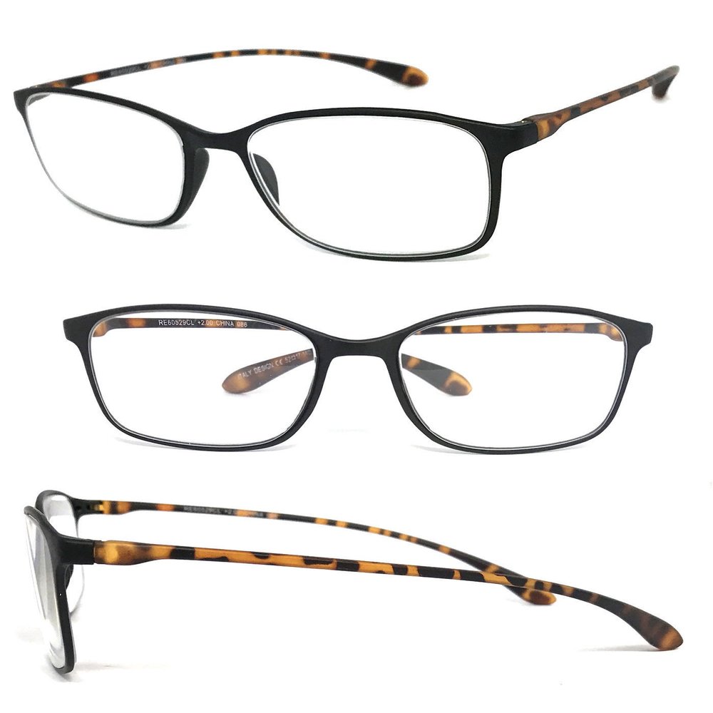 1 Pair Square Colorful Thin Frame Full Lens Reading Glasses Readers (Black, 1.25)