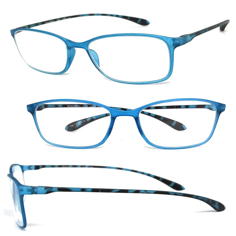 1 Pair Square Colorful Thin Frame Full Lens Reading Glasses Readers (Blue, 2.50)