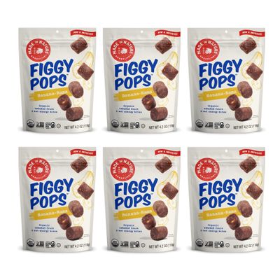 Made In Nature Organic Figgy Pops, Banana with Nut Butter, 4.2 Ounce (Pack of 6)  Unbaked Fruit & Nut Energy Bites, Non-GMO, Gluten Free, Vegan