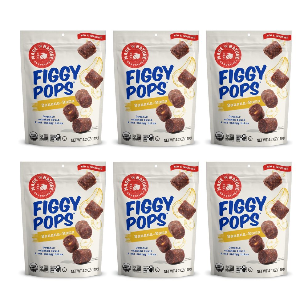Made In Nature Organic Figgy Pops, Banana with Nut Butter, 4.2 Ounce (Pack of 6) Unbaked Fruit & Nut Energy Bites, Non-GMO, Gluten Free, Vegan