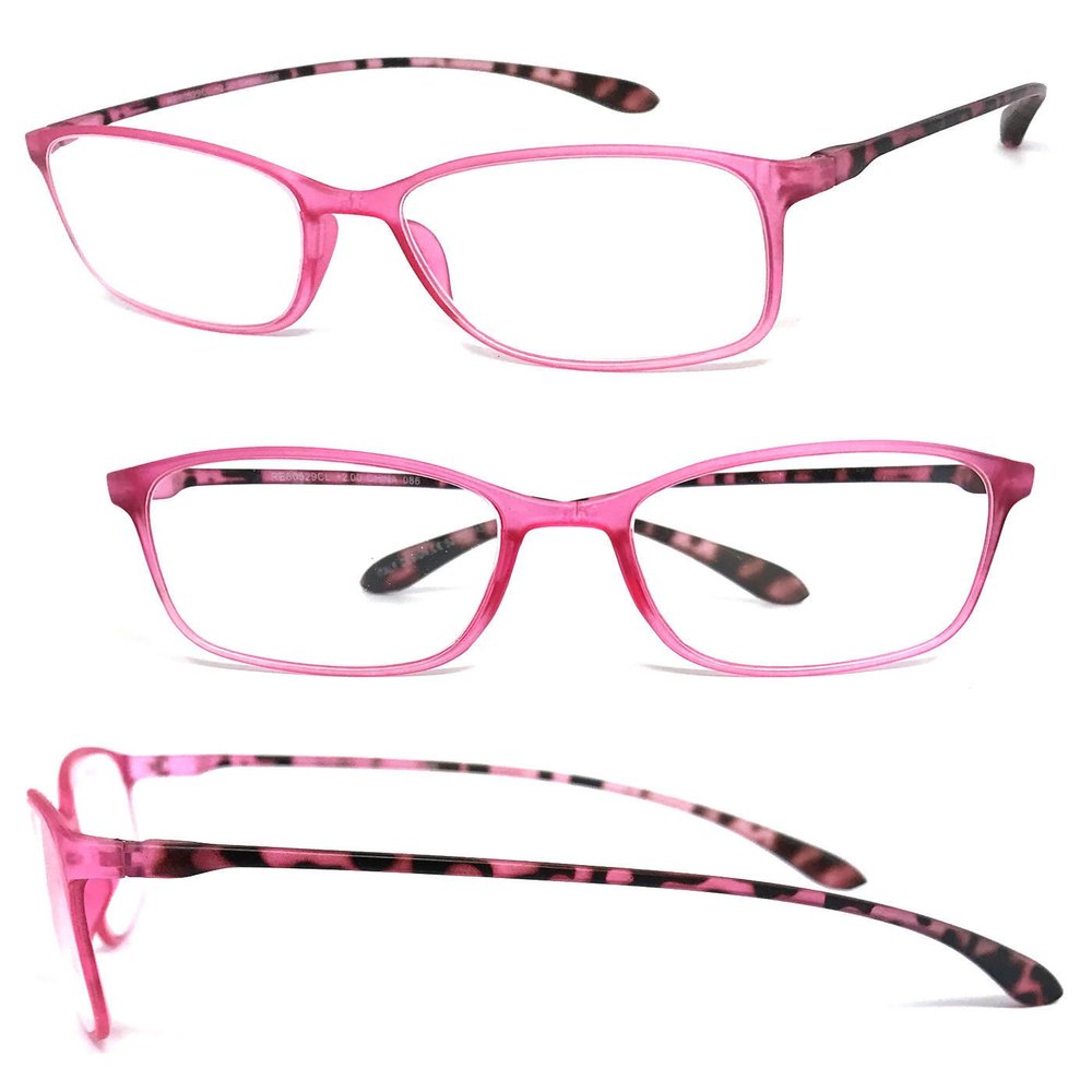 1 Pair Square Colorful Thin Frame Full Lens Reading Glasses Readers (Pink, 2.25)